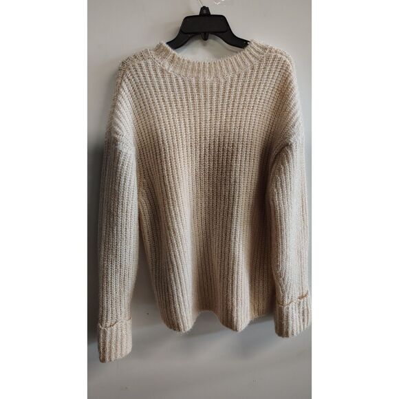 H&M Cream Ribbed Knit with Sparkle Crew Neck Sweater - Picture 2 of 7